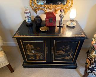 Vintage Habersham Chinoiserie & black lacquered cabinet