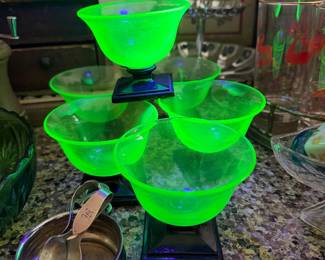 Art Deco Uranium glass sherbets