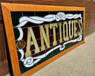 Antique Stained Glass Sign