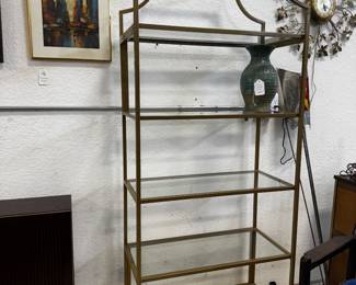 Brass Shelving Unit, Vintage and Custom Art, MCM Clocks
