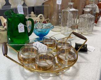 Lots of barware to choose from, McCoy Gingham and Purinton Pottery