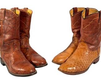 Justin Cow Ostrich Mens Boots 8.5 