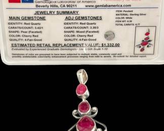 Red Quartz Sterling Silver Tiered Pendant 