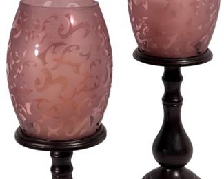 Frosted Pink Glass Candle Lamps 