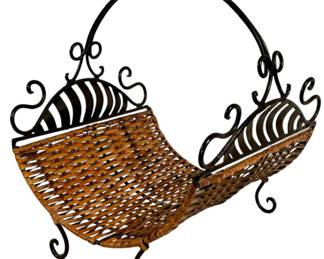 Wrought Iron Woven Firewood Basket 