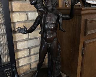 Patinated Bronze of Satyr with Infant Dionysus 