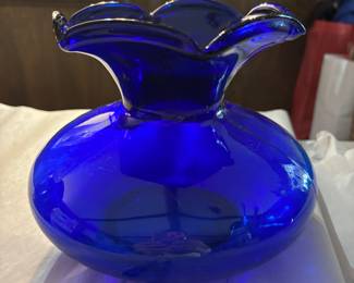 Cobalt Blue Scalloped Vase