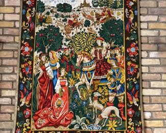 Vintage Hunting Scene Tapestry