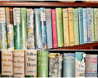 Antique and vintage romance novels hardcover book set by author Emilie Loring -22 novels spanning 1924-63