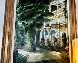 Oil on Canvas Portico Scene. Artist Lyaugua