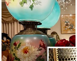 Antique “Gone with the Wind” parlor converted oil lamp