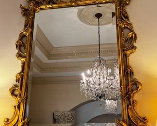 20th Century , Rococo Style Gold Painted Composition Mirror with Elaborate Openwork Frame