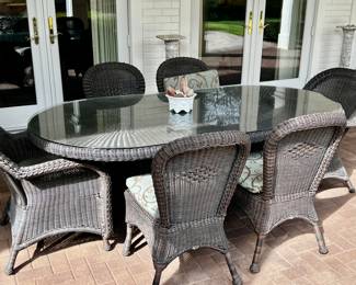 7 Piece Outdoor Dining Set with Glass Top