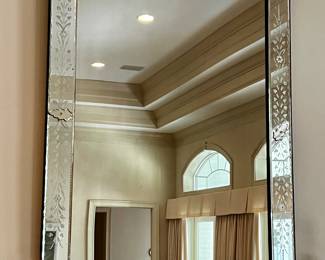 Venetian Style Etched Glass Borders Mirror