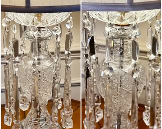 Pair of Glass Cut Prism Lamps, Vintage