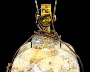 Glass Sea Shell and Rock Lamp