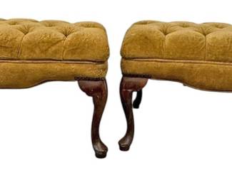 Two MCM Upholstered Foot Stools