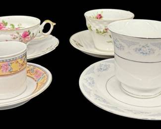 Assorted Brands Of Cups Saucers