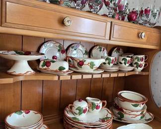large set of Franciscan Apple Blossom Dinnerware and stemware