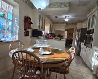 solid wood breakfast table with 4 chairs