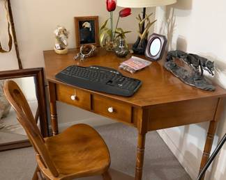 Corner desk is part of the Sprague furniture suite, maple chair is labeled Tell City Chairs