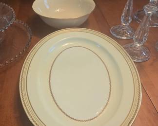 China platter, China serving bowls with names like Lenox, Noritake, Gorham, etc