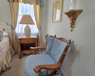vintage spring rocking chair, curtains are also for sale!