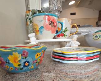 colorful Pioneer Woman dishes and mugs