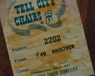 Tell City Chairs - label found on the bottom of a small maple chair