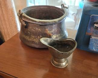 Antique brass bucket
