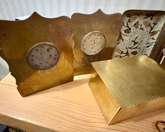 BRASS & JADE BOOKENDS