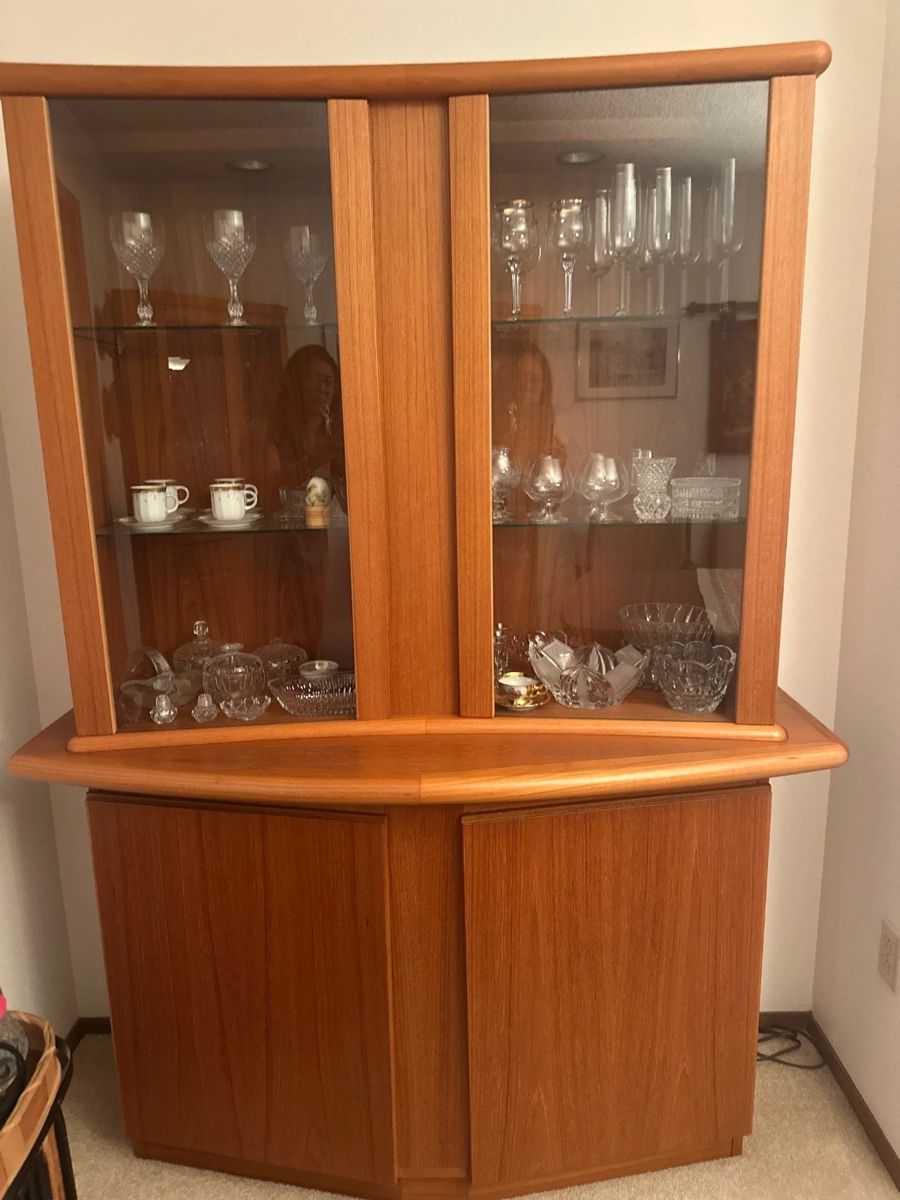 Teak display cabinet (bow front)