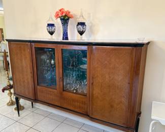 French, Art Deco Hutch Cabinet 80" Long
