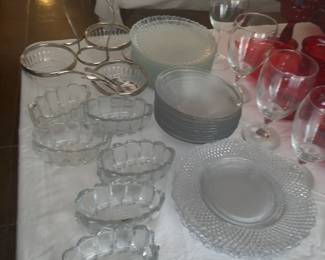 Glass utensil holder and more glass serving pieces