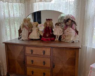 And in this corner, a dresser with a different style.  Don't forget the doll collection.