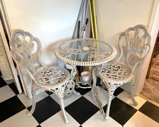 This table and chair set is perfect for a spring afternoon coffee or tea.