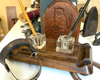 Antique Ink Wells and Holder-England