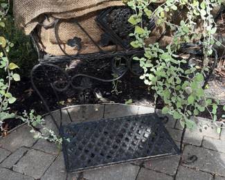 Ornate Cast Iron Garden Bench with Planter