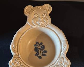 Ceramic Teddy Bear Dish with Floral Motif