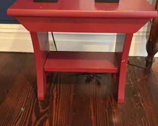 Red Wooden End Table