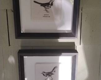 Framed Bird Prints with Inspirational Text