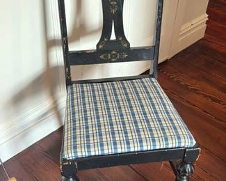 Antique Painted Side Chair with Gilded Stenciling