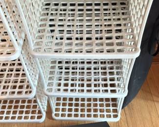 Stackable Plastic Storage Bins with White Top Shelf