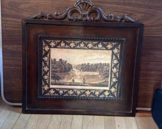 Antique Framed Engraving of "A View of the Lake in the Gardens at..."