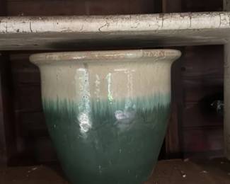 Vintage Two Tone Glazed Ceramic Planter