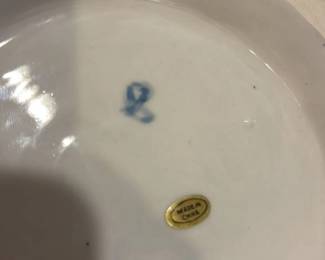 Blue and White Porcelain Bowl with Gold Rim