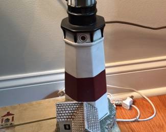 Ceramic Lighthouse Lamp with Attached House