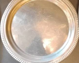 Vintage Silver-Plated Tray with Rope Edge