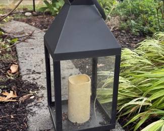 Black Metal Lantern with Pillar Candle