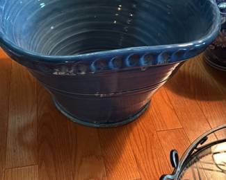Large Blue Ceramic Planter